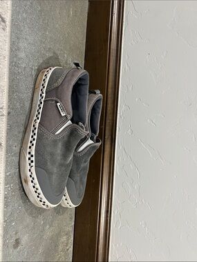 Vans Kids Slip-On Sneakers in Gray with Checkerboard Trim
